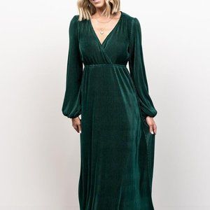 Baltic Born Venus Pleated Maxi Dress XS Forest